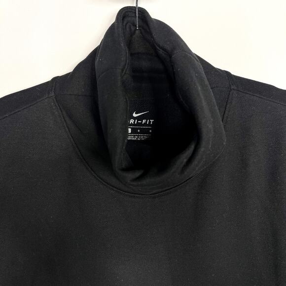 Nike Womens Large L Black Funnel Neck Pullover Sweatshirt Logo Banded Bottom - Picture 5 of 9